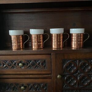 Copper and White Mugs Set